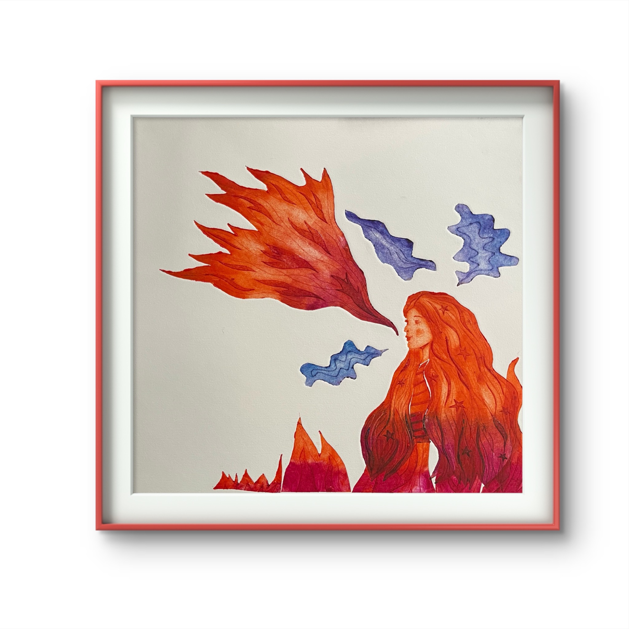 A colourful framed artwork by Amy Slowik
